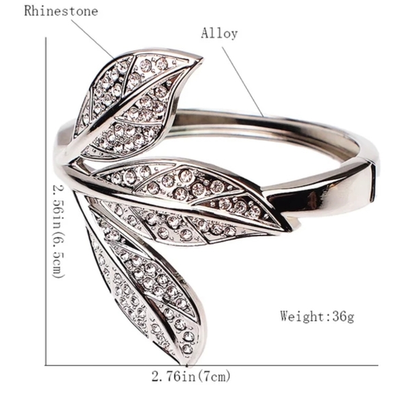 Silver Leaf Design Cuff Women Fashion Bracelet - Picture 3 of 3
